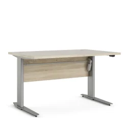 Scrivanie > Dmora Scrivania lineare grigia e quercia 120x80cm - Alfangor Marrone, Grigio Quercia