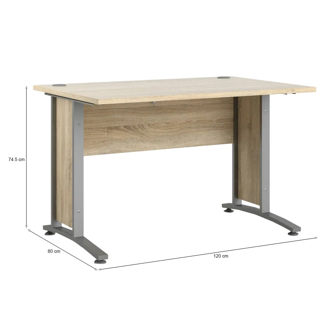 Scrivania lineare grigia e quercia 120x80cm in legno - Amigos