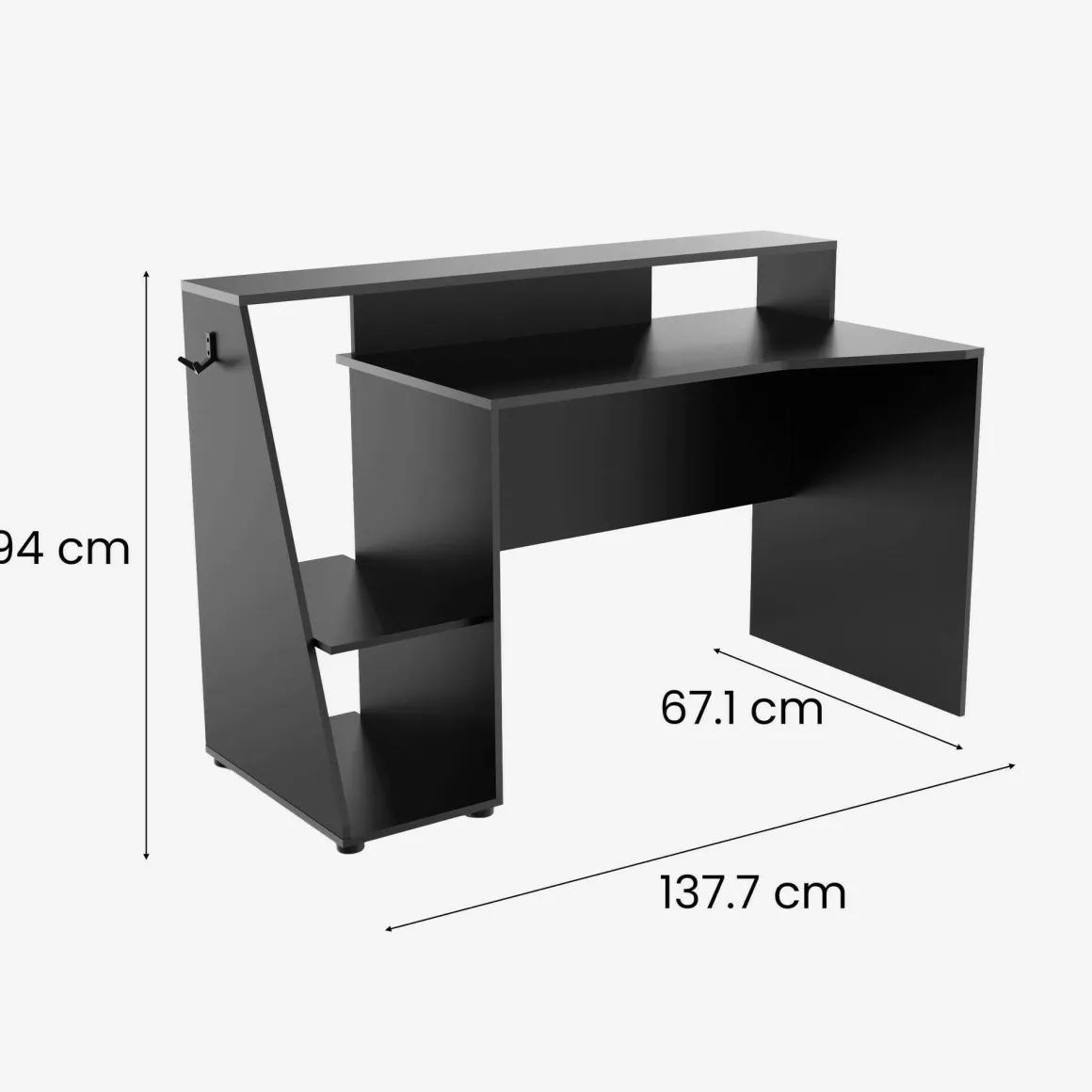 Scrivania lineare grigia scuro e nera 137x67cm - Ampil