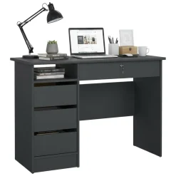Scrivania lineare grigia 109x48cm con 3 cassetti - Franklin