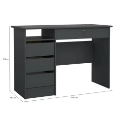Scrivania lineare grigia 109x48cm con 3 cassetti - Franklin