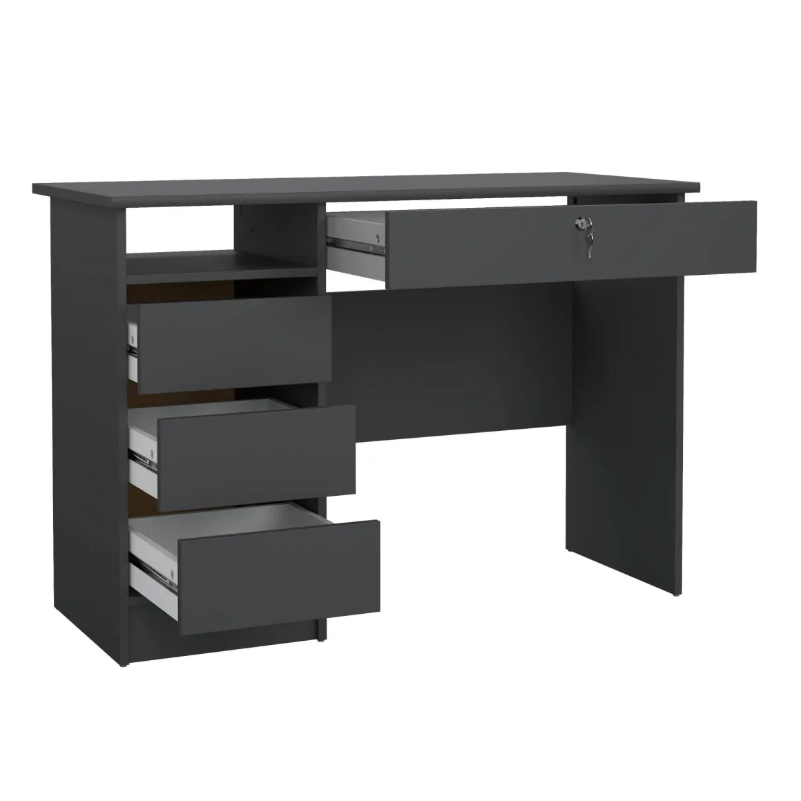 Scrivania lineare grigia 109x48cm con 3 cassetti - Franklin