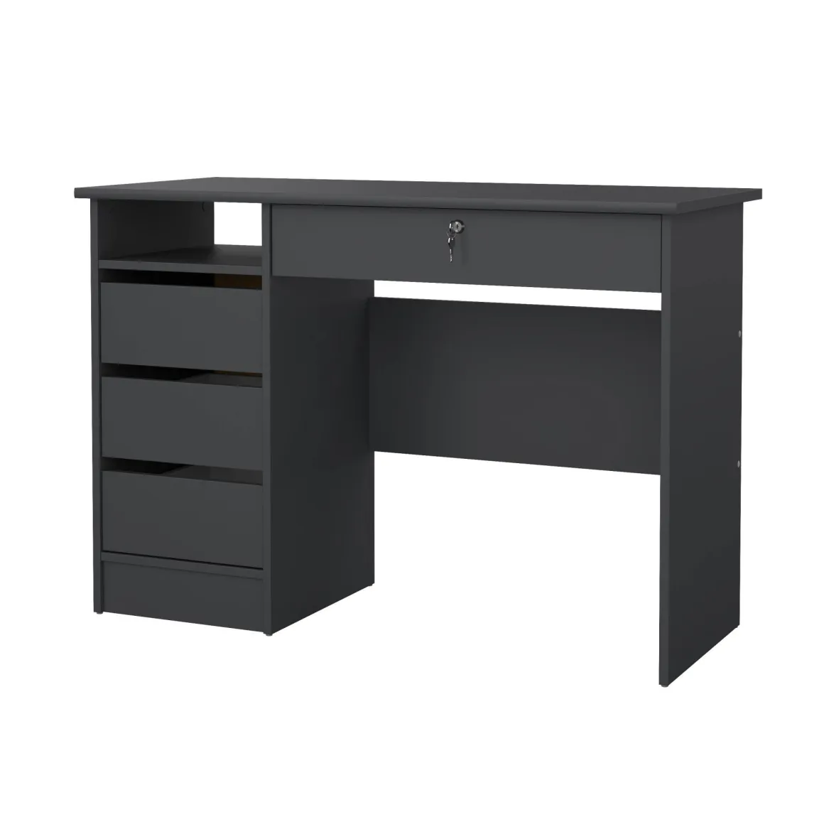 Scrivania lineare grigia 109x48cm con 3 cassetti - Franklin