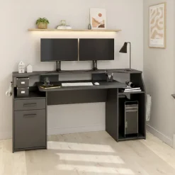 Scrivania lineare grigia 171x62cm con 1 cassetto - Zennithor