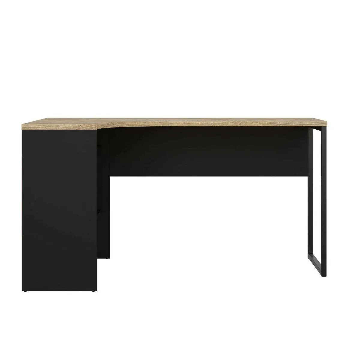 Scrivanie > Dmora Scrivania lineare nera e quercia 145x81cm con 2 cassetti - Moire Marrone, Nero Quercia