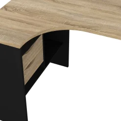 Scrivanie > Dmora Scrivania lineare nera e quercia 145x81cm con 2 cassetti - Moire Marrone, Nero Quercia