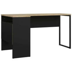 Scrivanie > Dmora Scrivania lineare nera e quercia 145x81cm con 2 cassetti - Moire Marrone, Nero Quercia