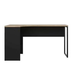 Scrivania lineare nera e rovere 145x81cm con 2 cassetti - Moire