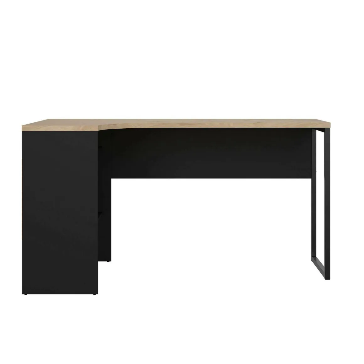 Scrivania lineare nera e rovere 145x81cm con 2 cassetti - Moire