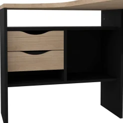 Scrivania lineare nera e rovere 145x81cm con 2 cassetti - Moire