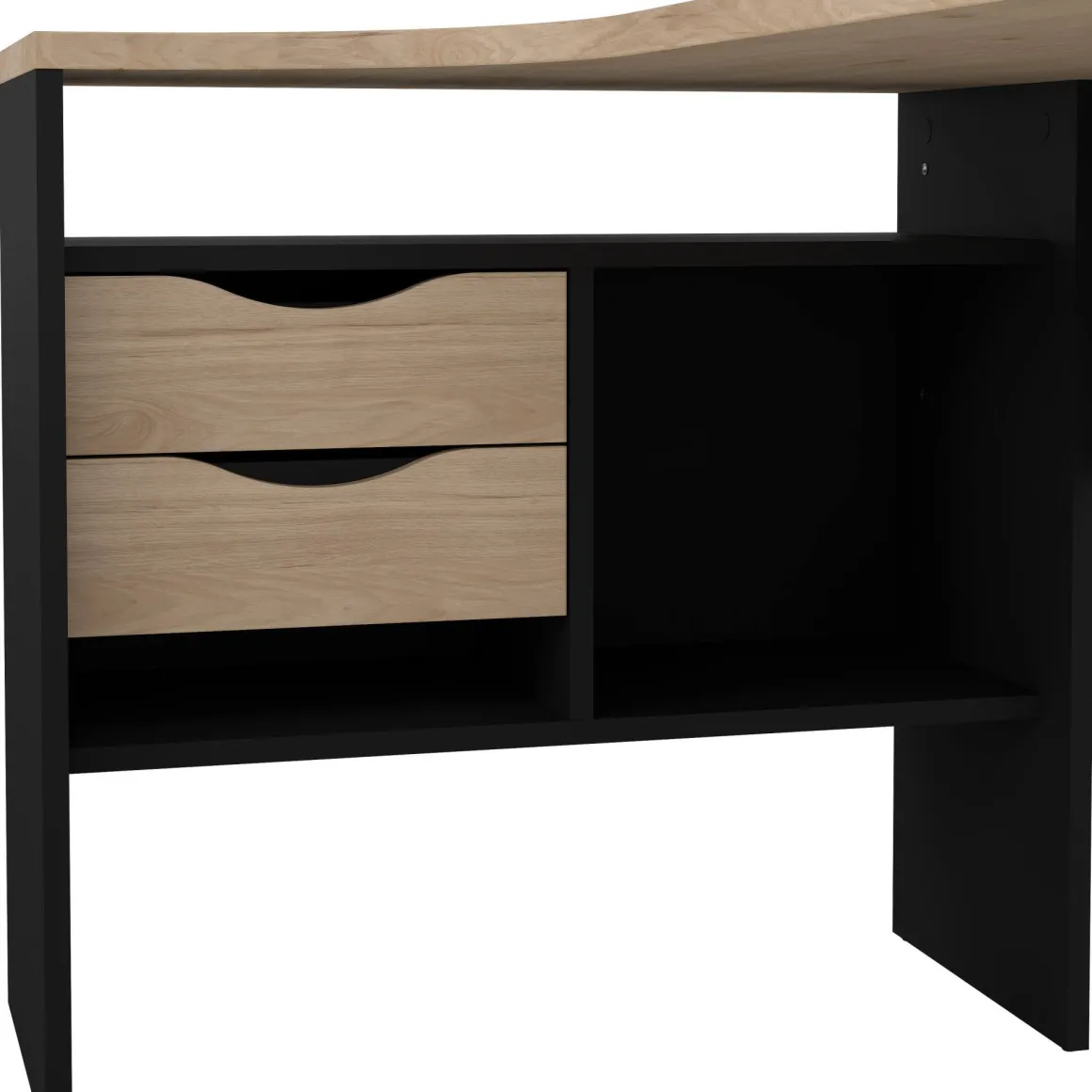 Scrivania lineare nera e rovere 145x81cm con 2 cassetti - Moire