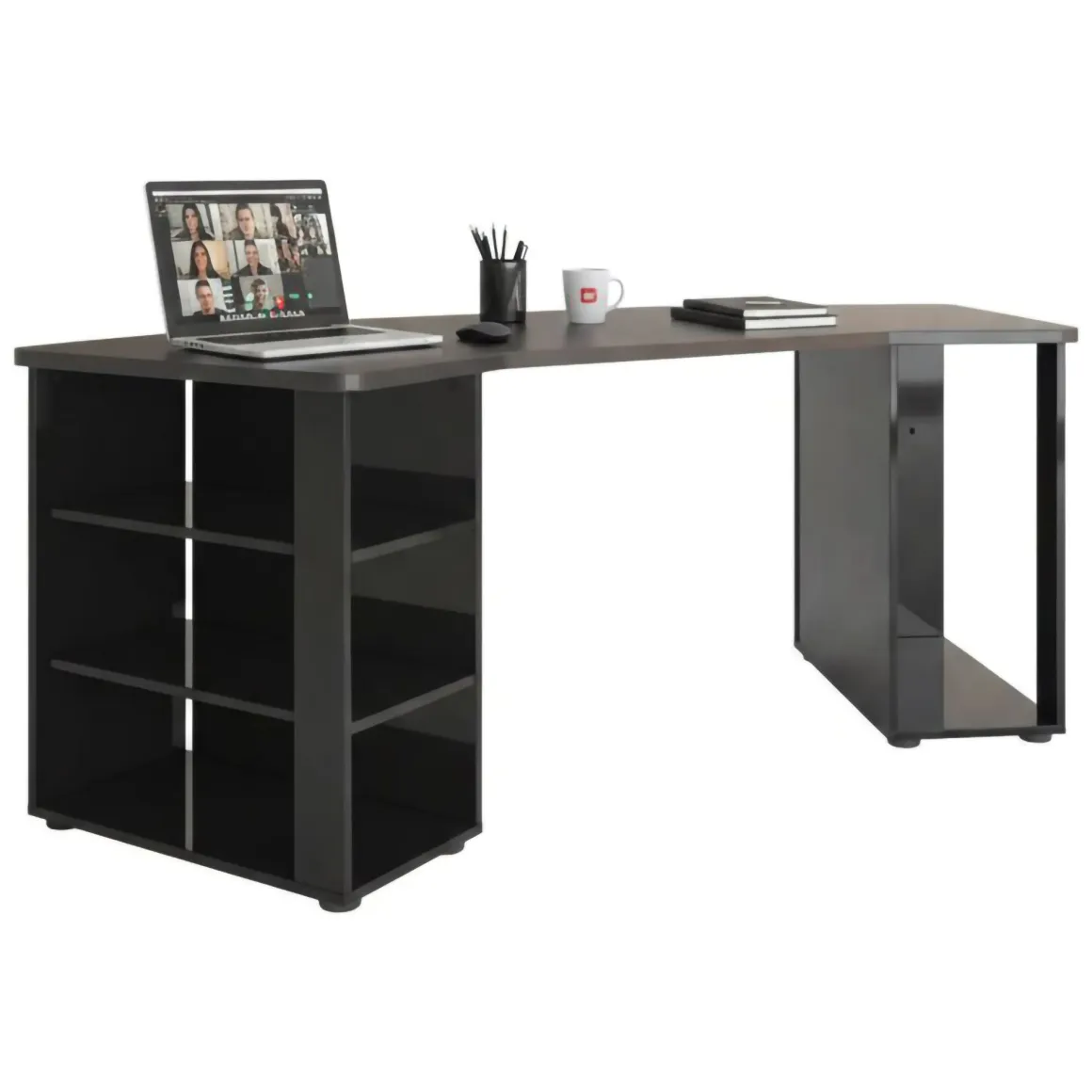 Scrivania lineare nera lucida 205x90cm - Fuhao