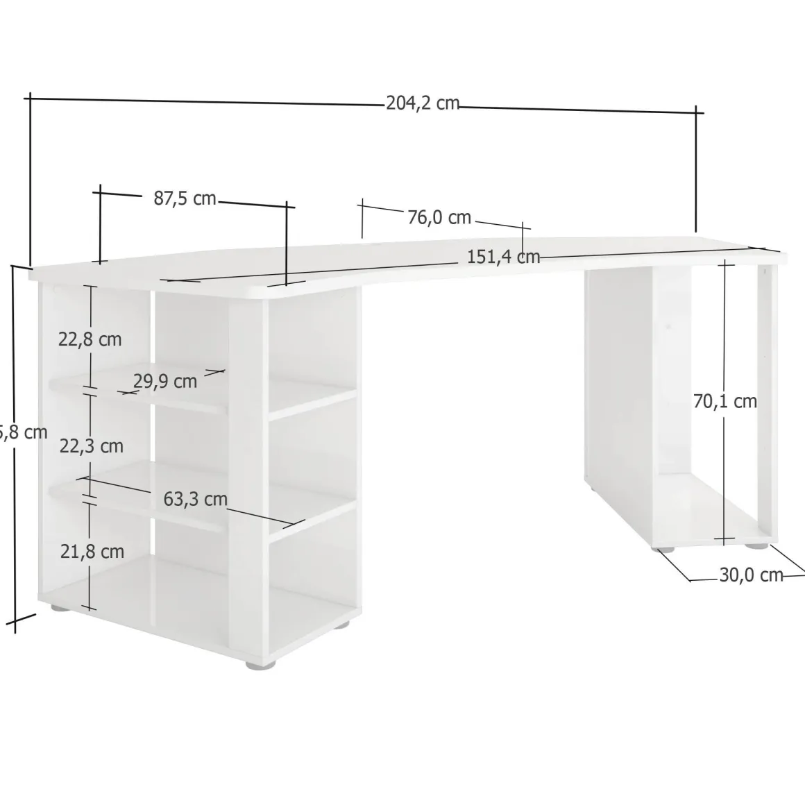 Scrivania lineare nera lucida 205x90cm - Fuhao