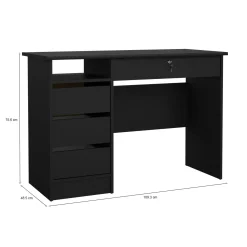 Scrivania lineare nera 109x48cm con 3 cassetti - Franklin