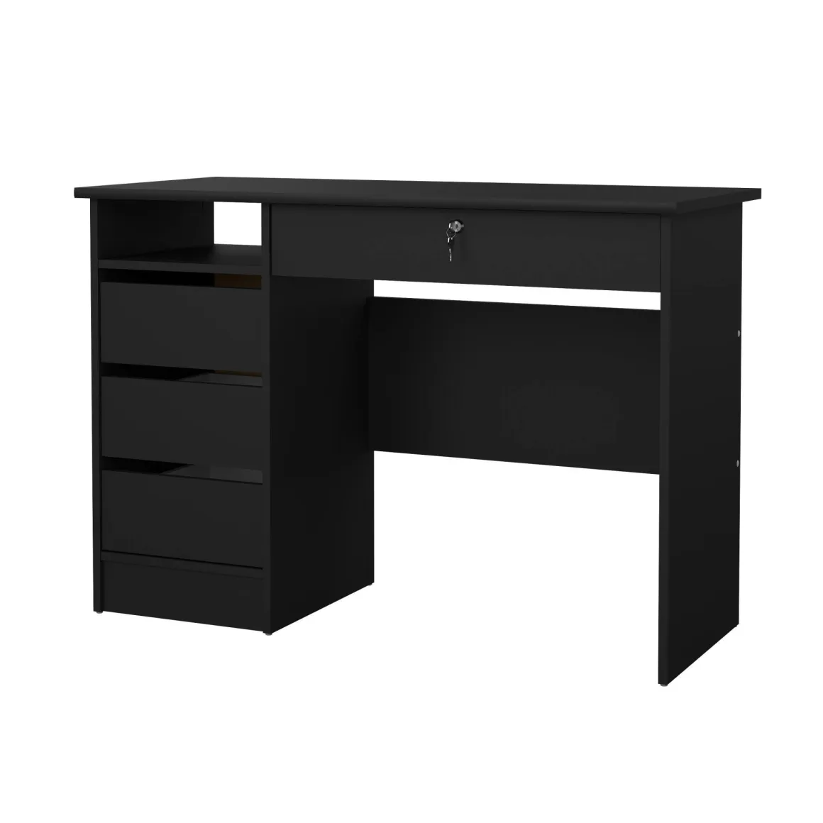 Scrivania lineare nera 109x48cm con 3 cassetti - Franklin