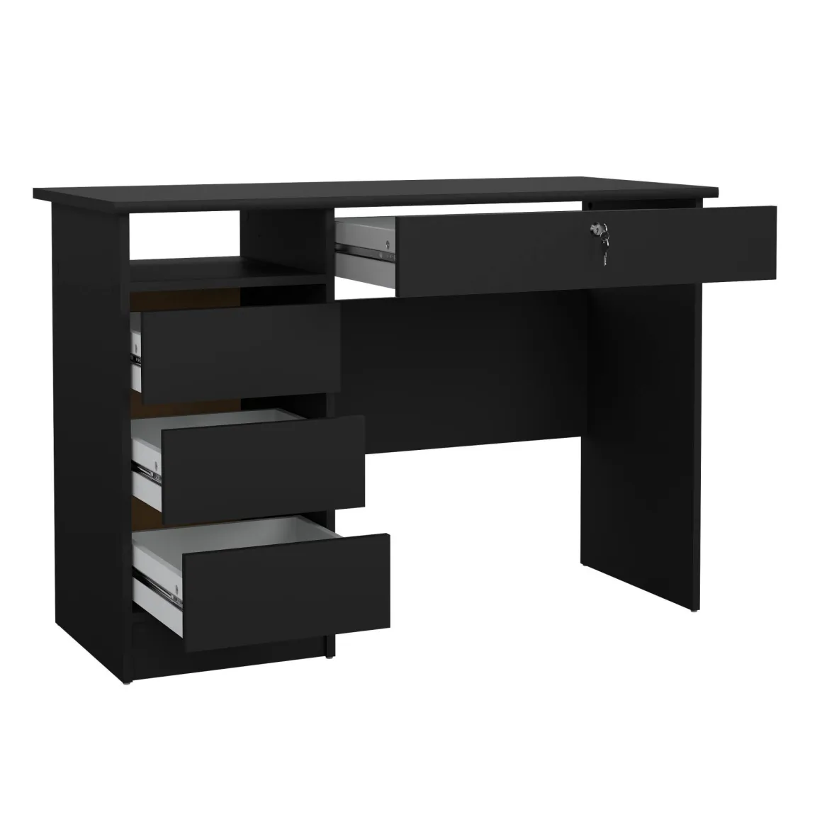 Scrivania lineare nera 109x48cm con 3 cassetti - Franklin