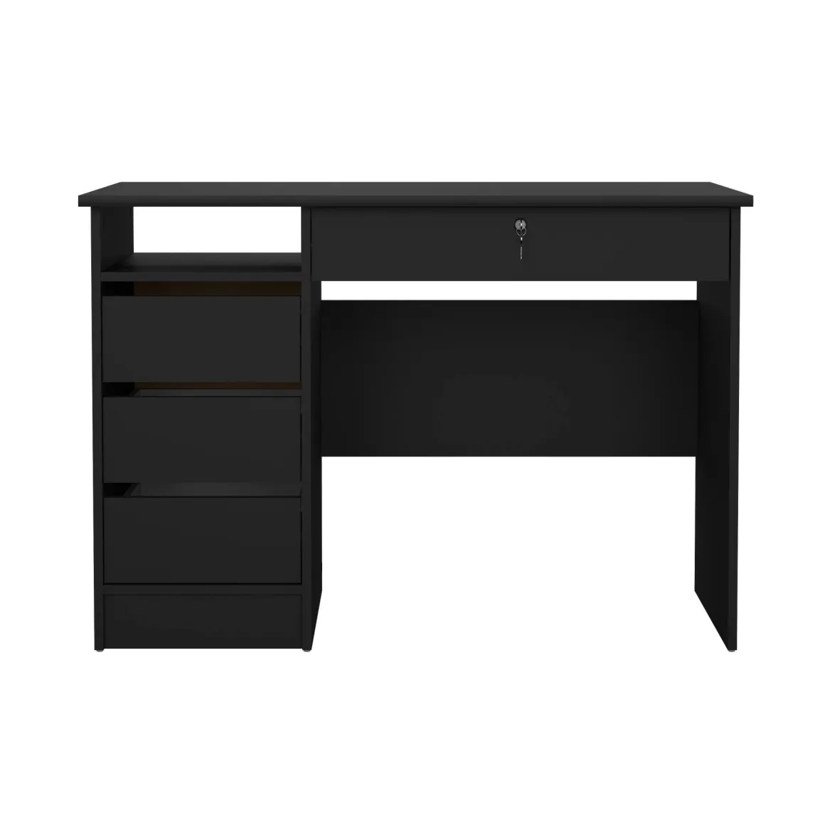 Scrivania lineare nera 109x48cm con 3 cassetti - Franklin