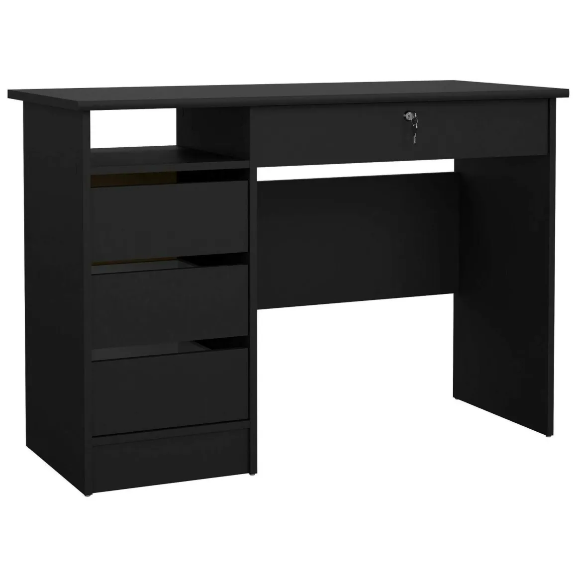 Scrivania lineare nera 109x48cm con 3 cassetti - Franklin