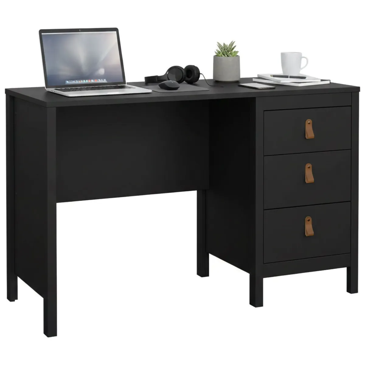 Scrivanie > Dmora Scrivania lineare nera 120x48cm con 3 cassetti - Murjan Nero