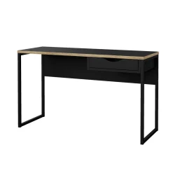 Scrivania lineare nera 130x48cm con 1 cassetto - Gil