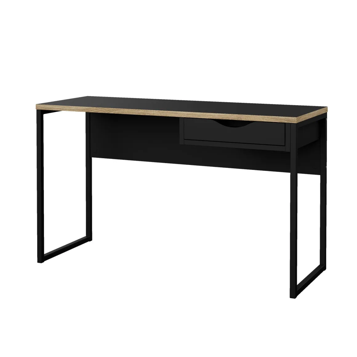 Scrivania lineare nera 130x48cm con 1 cassetto - Gil