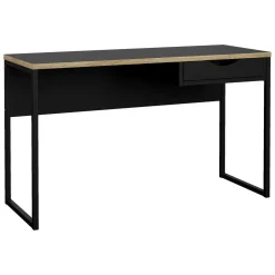 Scrivania lineare nera 130x48cm con 1 cassetto - Gil