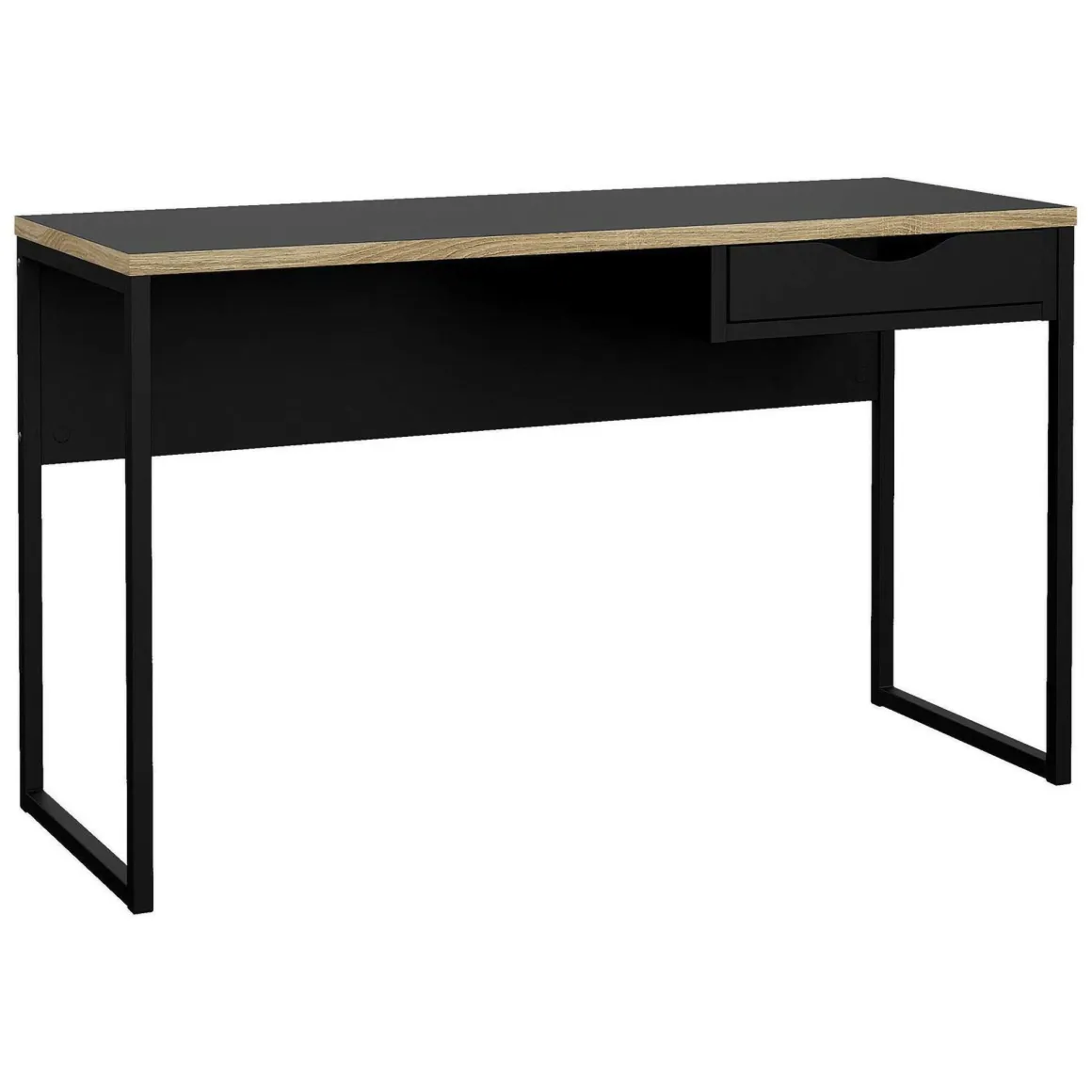Scrivania lineare nera 130x48cm con 1 cassetto - Gil