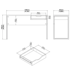 Scrivania lineare nera 130x48cm con 1 cassetto - Gil
