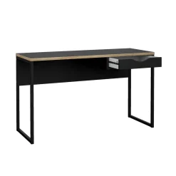 Scrivania lineare nera 130x48cm con 1 cassetto - Gil