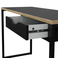 Scrivania lineare nera 130x48cm con 1 cassetto - Gil