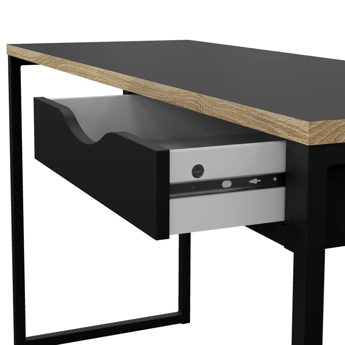 Scrivania lineare nera 130x48cm con 1 cassetto - Gil