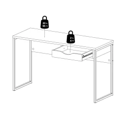 Scrivania lineare nera 130x48cm con 1 cassetto - Gil