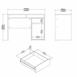 Scrivania lineare nera 110x48cm in legno - Abbadu