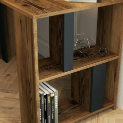 Ufficio|Camera Da Letto > Dmora Scrivania lineare noce e antracite 120x60cm - Bising Nero Antracite, Marrone Noce