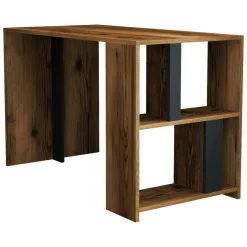 Ufficio|Camera Da Letto > Dmora Scrivania lineare noce e antracite 120x60cm - Bising Nero Antracite, Marrone Noce