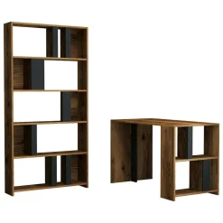 Scrivania lineare noce e antracite 120x60cm con libreria - Atene
