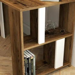 Ufficio|Camera Da Letto > Dmora Scrivania lineare noce e bianca 120x60cm - Bising Bianco, Marrone Noce