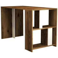 Ufficio|Camera Da Letto > Dmora Scrivania lineare noce e bianca 120x60cm - Bising Bianco, Marrone Noce