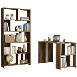 Ufficio|Camera Da Letto > Dmora Scrivania lineare noce e bianca 120x65cm - Arsita Bianco, Marrone Noce