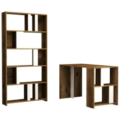Ufficio|Camera Da Letto > Dmora Scrivania lineare noce e bianca 120x65cm - Arsita Bianco, Marrone Noce