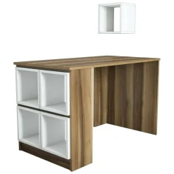 Ufficio|Camera Da Letto > Dmora Scrivania lineare noce e bianca 120x65cm - Arsita Bianco, Marrone Noce