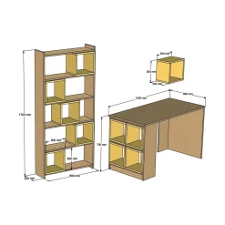 Scrivania lineare noce e bianca 120x65cm con libreria - Hongyu