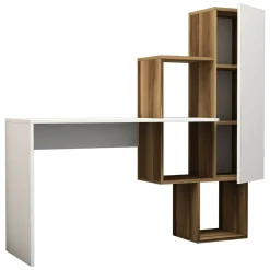 Ufficio|Camera Da Letto > Dmora Scrivania lineare noce e bianca 145x45cm - Baselice Bianco, Marrone Noce