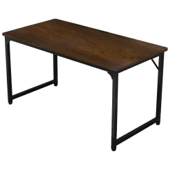 Ufficio|Camera Da Letto > Dmora Scrivania lineare noce e nera 58x128cm in metallo e legno - Agliopi Nero, Marrone Noce