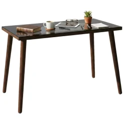 Ufficio|Camera Da Letto > Dmora Scrivania lineare noce 110x60cm con piano in vetro - Melita Marrone Noce