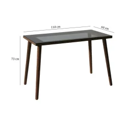 Ufficio|Camera Da Letto > Dmora Scrivania lineare noce 110x60cm con piano in vetro - Melita Marrone Noce