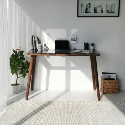 Ufficio|Camera Da Letto > Dmora Scrivania lineare noce 110x60cm con piano in vetro - Melita Marrone Noce