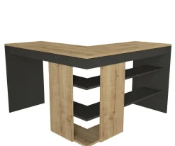 Scrivania lineare quercia e antracite 120x120cm - Emiliana