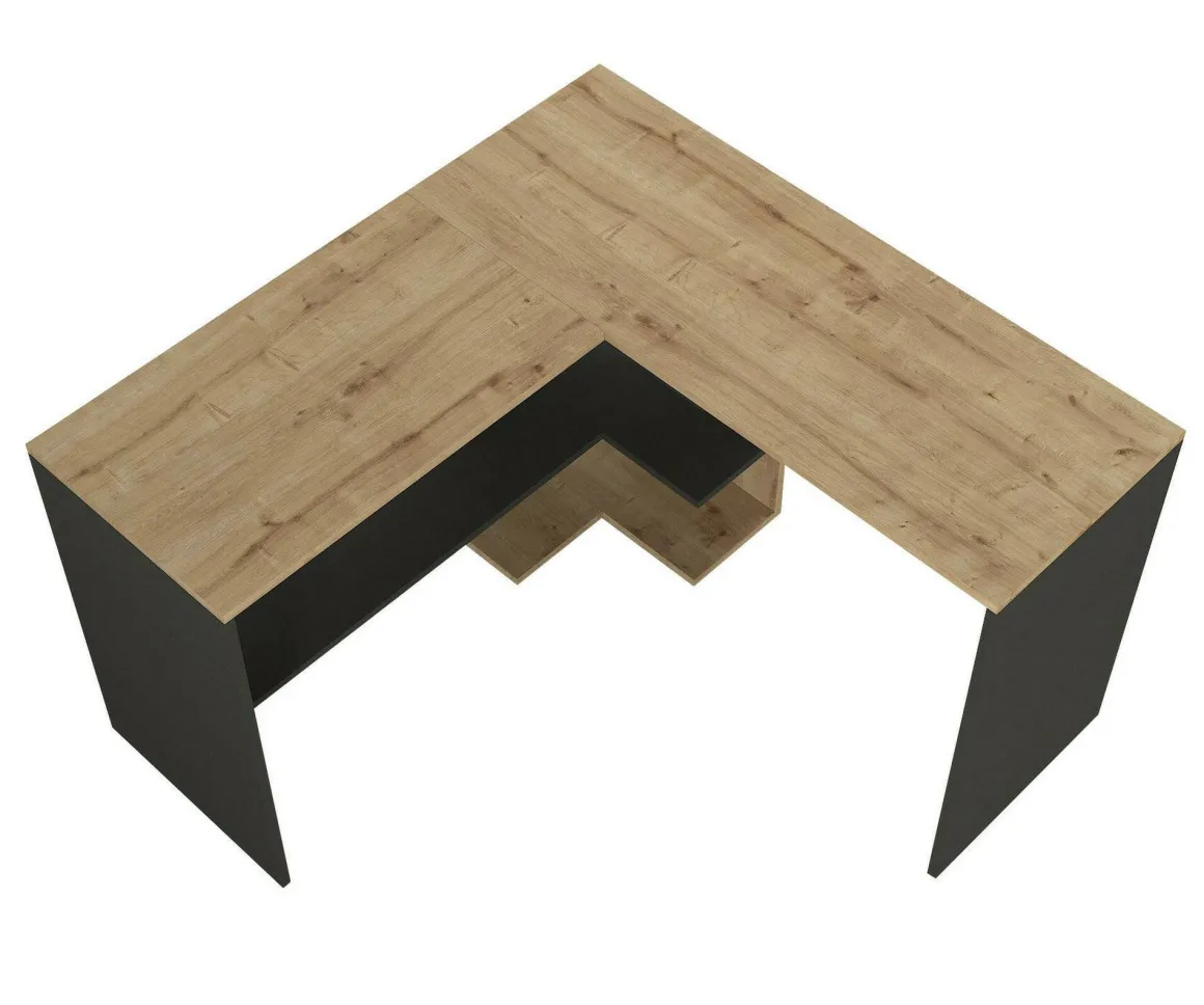 Scrivania lineare quercia e antracite 120x120cm - Emiliana