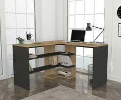 Scrivania lineare quercia e antracite 120x120cm - Emiliana